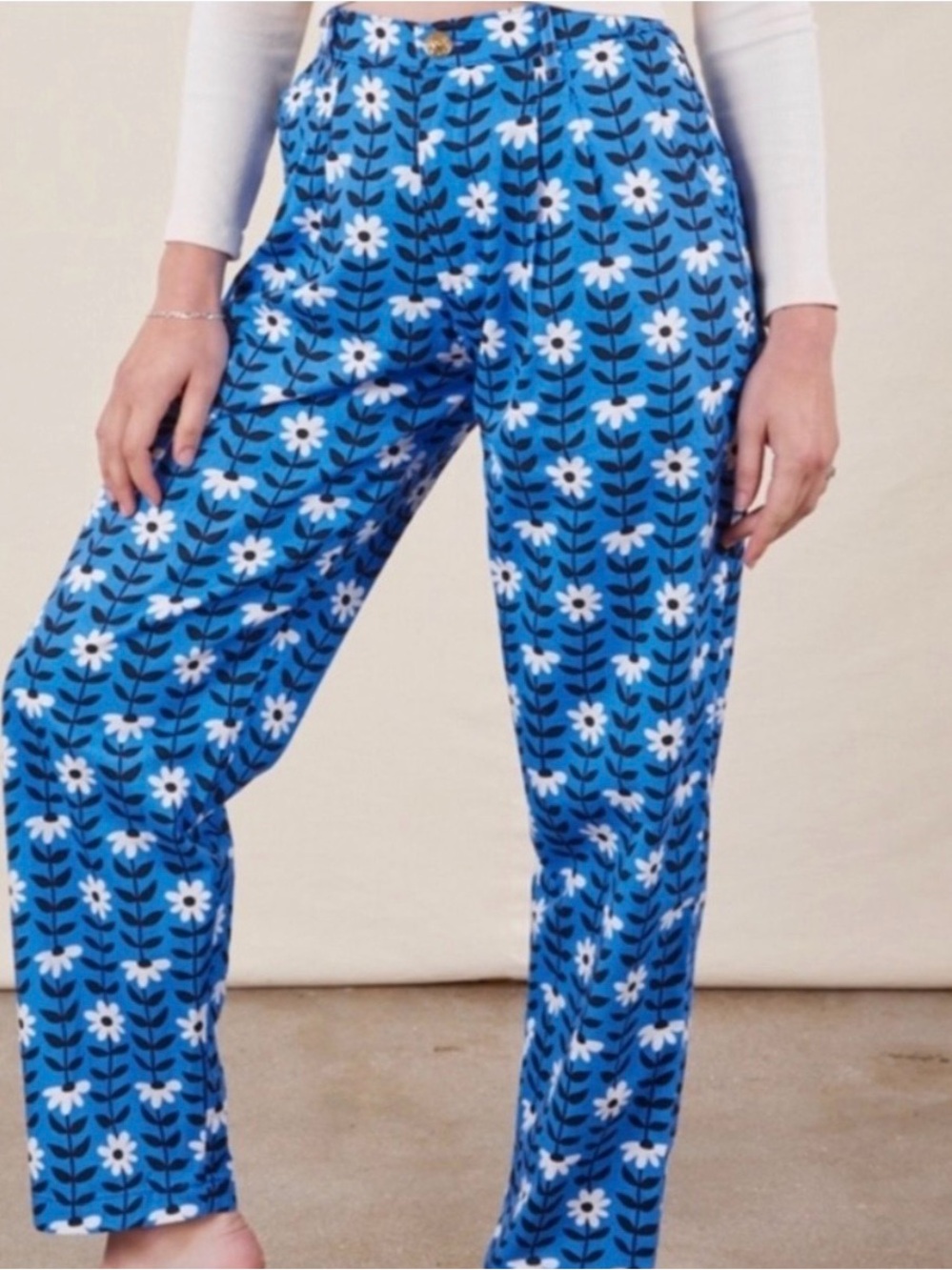 Big Bud Press Blue Daisy Chain Trousers Women’s Size XL